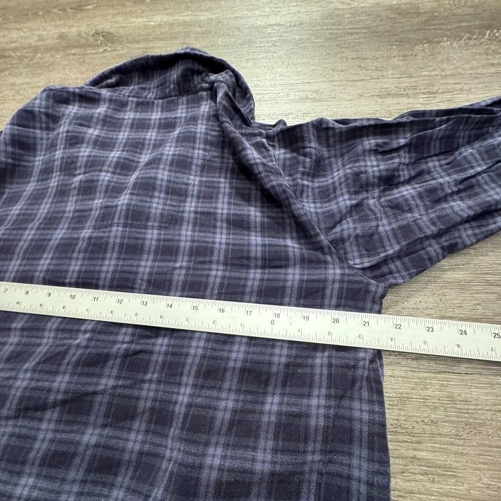 Nordstrom Pajama Top Women M Purple Plaid‎ Cotton Flannel Sleep Shirt Loungewear